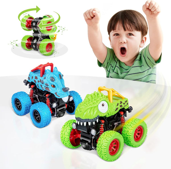 LODBY Dinosaur Toys Pull Back Vehicles, Monster Truck for Boys Age 2-5, Dino Cars for Christmas Birthday Gifts