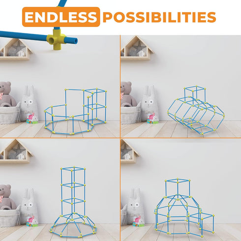 Fort Building Kit for Kids, 180pc Modular Fort Builder STEM Toy Set, DIY Make Your Own Fort Playset