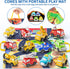 TEMI Toddler Pull Back Car Toys, 12 Pieces Baby Toy Cars with Play Mat/Storage Bag, Gifts for 1-3 Year Olds