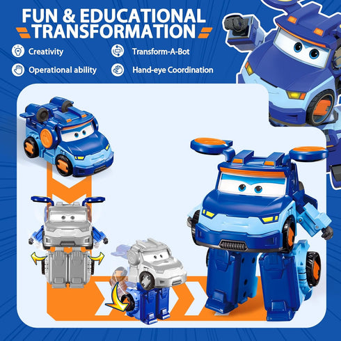 Super Wings Transformer Toys 5" Action Figure Supercharged Tobot Leo, 3 in 1 Rescue Bots for Boys and Girls