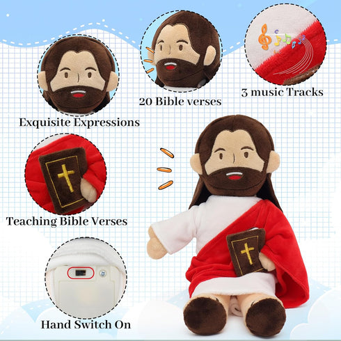 13.4 20 3 Yelakey Jesus Plush - Talking Jesus Plush Toy with Bible Verses and Bible Songs, Religious Stuffed Doll