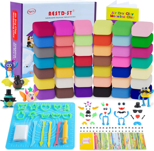 Air Dry Clay, 42 Colors Modeling Clay for Kids, DIY Molding Clay Kit with Sculpting Tools, Arts and Crafts