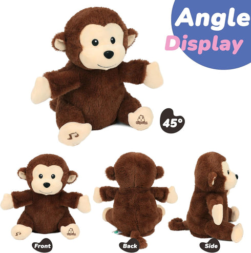 11'' Hopearl Clapping Monkey Interactive Musical Stuffed Animal Singing Plush Toy Adorable Electric Animate Gifts