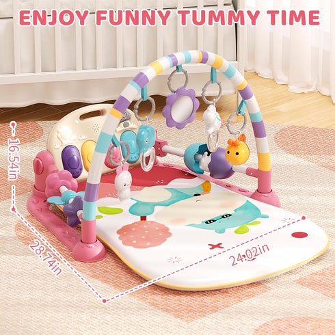 Tummy 5 Jovow Baby Gym with Musical Piano,Baby Play Mat Time Baby Activity Gym Mat with Infant Learning Sensory