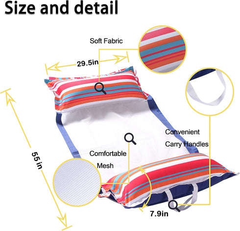 Hammock 2 Pack, Hammocks 4-in-1 Hammock, FindUWill Fabric Pool Floats XL, Inflatable Water (Saddle, Drifter, Lounge