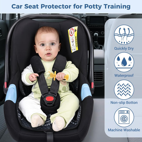 COOLBEBE 2 Pack Set Car Seat Protector for Potty Training, Dry Waterproof Car Seat Liner Toilet Training & Strap Covers