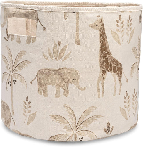Crane Baby 28w 52h 9d Soft Cotton Crib Sheet, Storage Bin, Safari Animal Print, x x