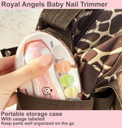 Baby Nail Trimmer 21 in 1, Royal Angels Electric Nail File with 13 Extra Replacement Tools (Pink)