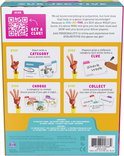 SUBJECTIVE - A Personality Trivia Game for Family Game Night, Card Game for 3-6 Players