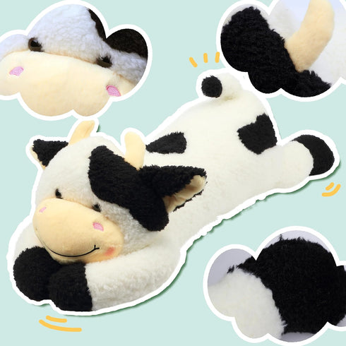 Easfan 36’’ Lying Cow Stuffed Animal, Large Hugging Plush Pillow Toy for Home Decoration Gifts