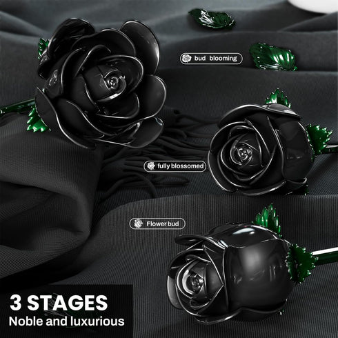 XGSHJ Set 12 Pack Black Rose Bouquet Building for Girls & Boys - Botanical Collection Gift for Easter Basket Artificial