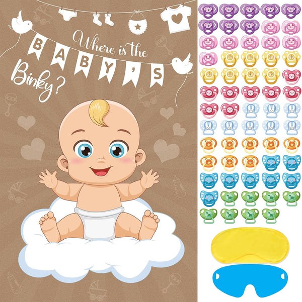 Pin The Pacifier On The Baby Game Baby Pacifier Games Poster with