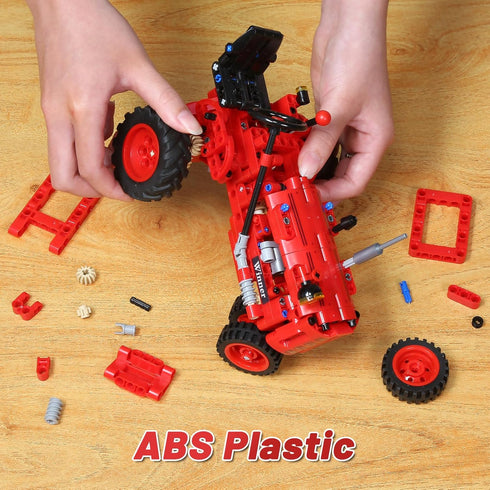 WanJJXW 1/12 Set,Farm 6+,STEM 302 Classic Red Tractor Building Blocks Tractor Building Kit Toy for Kids Ages