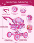 Set 1012 Inch 10-Piece 18-Inch BABESIDE Baby Doll Stroller for Dolls Only, Doll Stroller with Feeding & Care