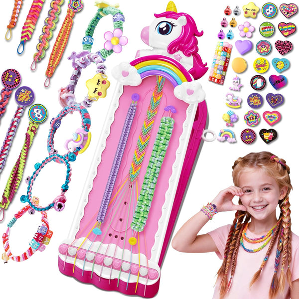 Tqeieu Unicorn Toys for Girls Age 4-6 6-8 8-12,2-in-1 Friendship Bracelet Making Kit