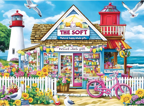 ZSYCZAO 500 Piece Puzzle for Adults Coastal Flowers and Ocean View Jigsaw Puzzle