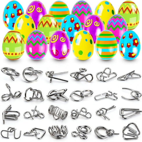 24 Pcs Prefilled Easter Eggs with Brain Teaser Puzzles Toys for Kids,Easter