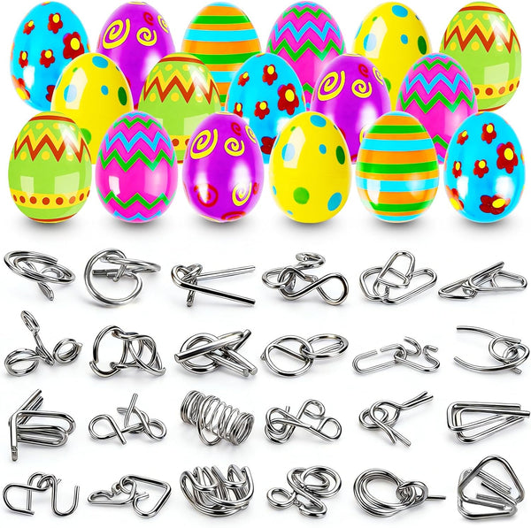 24 Pcs Prefilled Easter Eggs with Brain Teaser Puzzles Toys for Kids,Easter