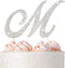 Letter M Cake Topper - Premium Silver Metal M Monogram Wedding or Anniversary Party Decoration, Sparkly Rhinestone
