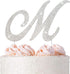 Letter M Cake Topper - Premium Silver Metal M Monogram Wedding or Anniversary Party Decoration, Sparkly Rhinestone