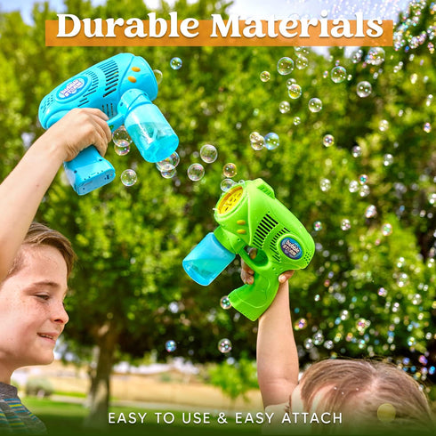 JOYIN 2 Kids Bubble Gun with 2 Bottles Bubble Refill Solution, Bubble Machine Gun for Toddlers, Summer Outdoor Gift