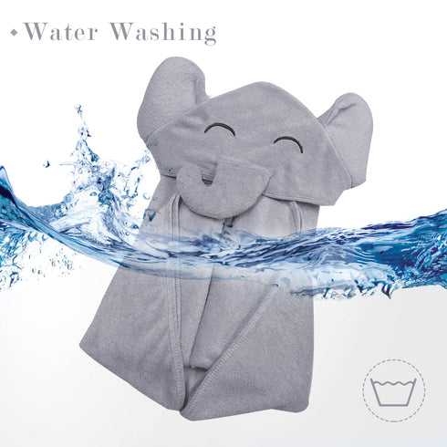 YOYOO Premium Baby Hooded Bath Towel - Viscose from Bamboo, Cute Grey Little Elephant, Newborn Essential