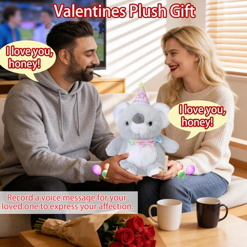 Happy Birthday Interactive Koala, Musical Birthday Stuffed Animal Recording Mimicking Toy, Clapping Activates Singing