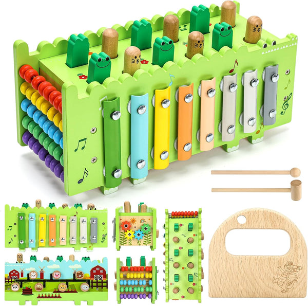 Wooden Activity Cube Montessori Toys for 12+ Months Baby Boys Girls |