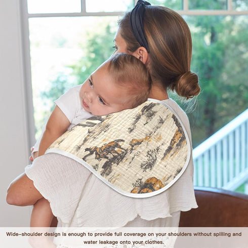 Set 1, Vintage Western Cowboys Muslin Baby Burp Cloths of Super Soft & Absorbent Burping Rags, Cotton Burp Clothes