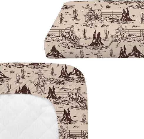 Besaomeom 4 Pack Set 28 52 Western Cowboy Crib Sheet for Boys or Girls, Neutral Soft Breathable Fitted Crib Sheet