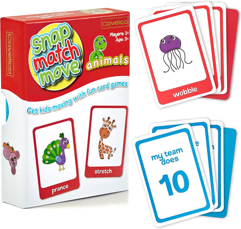 Animal Cards for Kids - Fun Exercise Games Action Cards for Preschool Card Games & Gross Motor Games