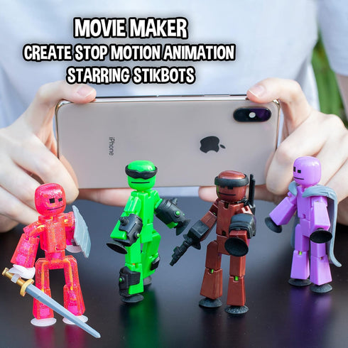 Zing Stikbot Off The Grid Pack - Set of 6 Poseable Action Figures with Weapons and Accessories