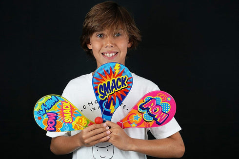 Kool N' Fun Plastic Paddle Ball Set (6 Paddles) by JARU, Classic Retro Indoor & Outdoor Game Toys for Kids & Adults
