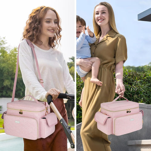 Jaffzora S1 S2, Pack, Breast Pump Bag Compatible with Spectra and Breastmilk Baby Bottle Cooler Bag with Ice Pink