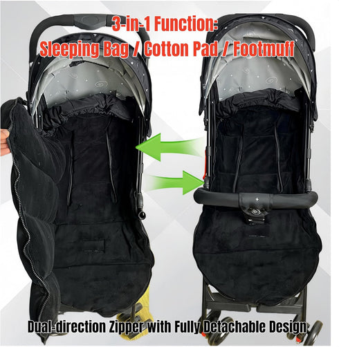 ETOFIXEE 3-in-1 Waterproof Thickened Universal Stroller Footmuff - Baby Bunting Bag, Stroller Sleeping Bag & Cotton Pad