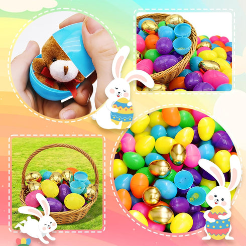 KVBXKBO 518 2.36" 18 Easter Eggs, Fillable Bright Colors Plastic Easter Eggs Empty Include Golden Eggs, Easter