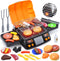 CUTE STONE Cooking Toy BBQ Set, 2-Layer Kids Grill Playset with Play Food and Kitchen Accessories for Toddlers