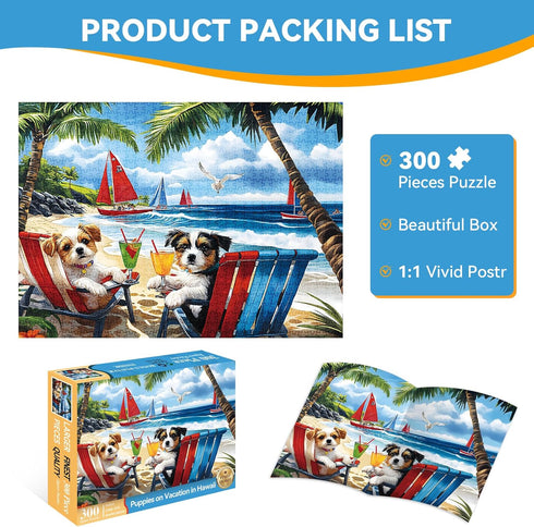 ZSYCZAO 300 (20.5 15 Piece Jigsaw Puzzle for Adults, Kids, and Seniors Cute Dogs Puzzle, Large Pieces, Eco-Friendly