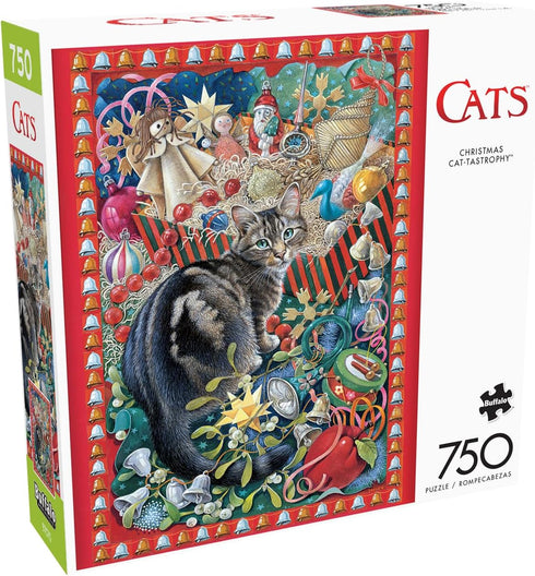 Buffalo Games 750 Piece Jigsaw Puzzle - Christmas Cat-tastrophy - Perfect for Game Nights