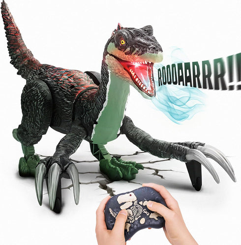Toy Feast Remote Control Dinosaur Toy for Kids - RC Dinosaur - Walking Velociraptor