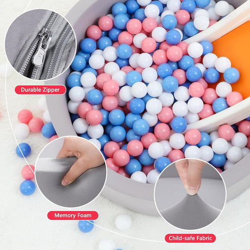 Wilwolfer Foam Ball Pit for Toddlers - Large Baby Ball Pit with Soft Memory Sponge - Indoor Outdoor Baby Playpen
