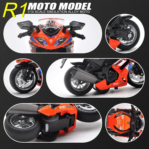 Toy Motorcycles, Diecast Motorcycle Toy with Music Lighting for Kids Age 3-5, Orange Toy Motorcycle for Boys