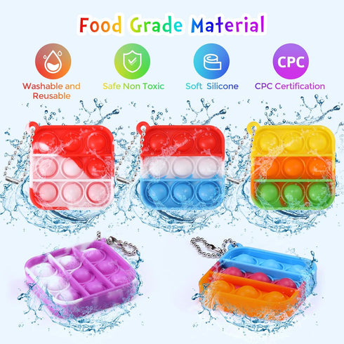 30 Pack 4-8,8-12 Kids Party Favors Fidget Toys Bulk Mini Pop Fidget Keychain Its Birthday Party Favors for Kids Small