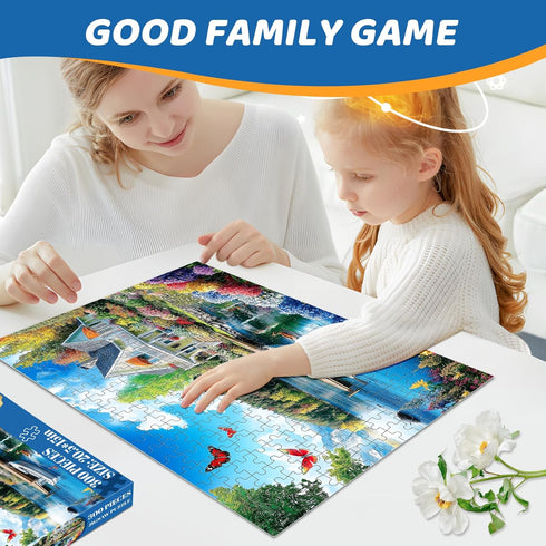300 300 20.5 15 Pieces Puzzles for Adults | Lake House Jigsaw Puzzles | Large Piece Puzzle for Children Adults Seniors