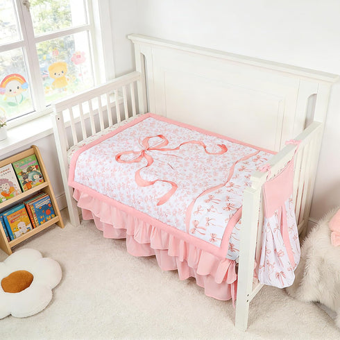 Set 4 Sets, Set Set, Crib Bedding for Baby Girls and Boys, Piece Infant Nursery Bedding Baby Comforter for Crib, Pink