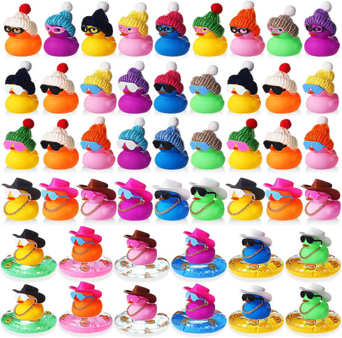 Sratte 140 Pcs Rubber Mini Duck Bulk, Halloween Rubber Ducks for Car Decor, Bath Toy, Little Duck, Sunglasses,