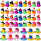 Sratte 140 Pcs Rubber Mini Duck Bulk, Halloween Rubber Ducks for Car Decor, Bath Toy, Little Duck, Sunglasses,
