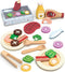 Pillowhale Wooden Pretend Play Food Set for Kids Kitchen, 24 Pcs Play