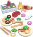 Pillowhale Wooden Pretend Play Food Set for Kids Kitchen, 24 Pcs Play