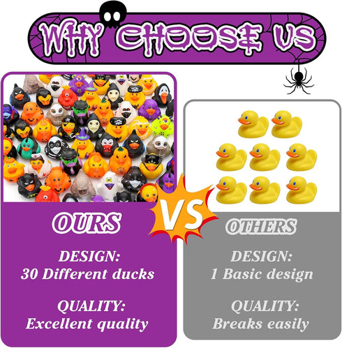 Diteryy 30 Pack Ducks-2.3 Inch Summer Halloween Rubber Bulk Floater Ducks for Ducking Assortment Rubber Duckies